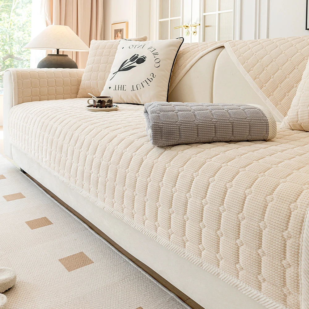 Copridivano per Poltrona Relax Jacquard Tinta Unita – Antiscivolo, Lavabile, Tutte le Stagioni