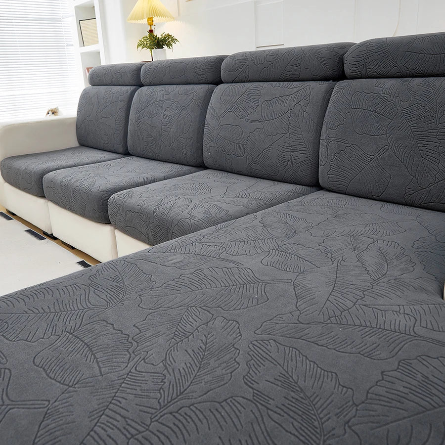 Copridivano Elastico in Velluto Jacquard – Tinta Unita, Antigraffio per Gatti, Tutte le Stagioni