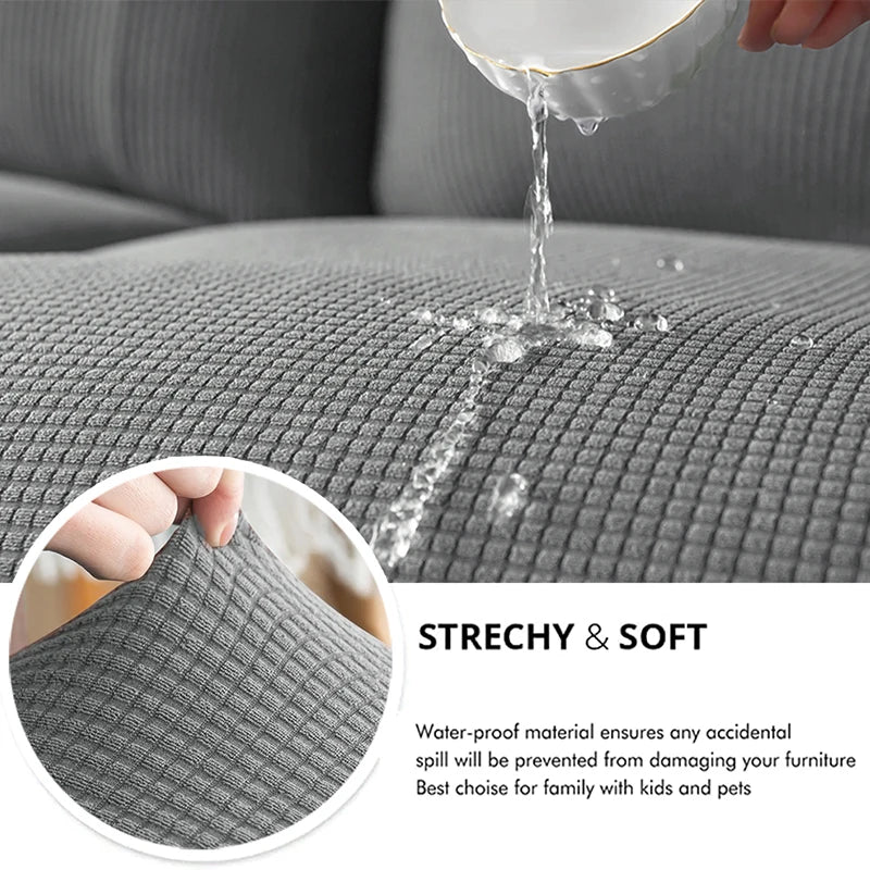 Fodera per Cuscino Divano Jacquard Waffle – Impermeabile, Elastica, Anti-Spruzzi