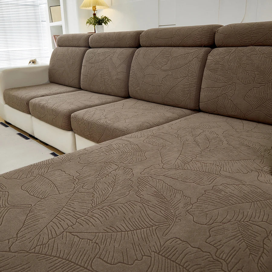 Copridivano Elastico in Velluto Jacquard – Tinta Unita, Antigraffio per Gatti, Tutte le Stagioni